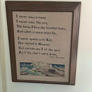 ▫️Emily Dickinson Poem Cross Stitch Wood Framed Wall Art